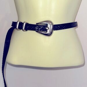 Vintage 80s CIA Accessories black snakeskin/leather thin black belt